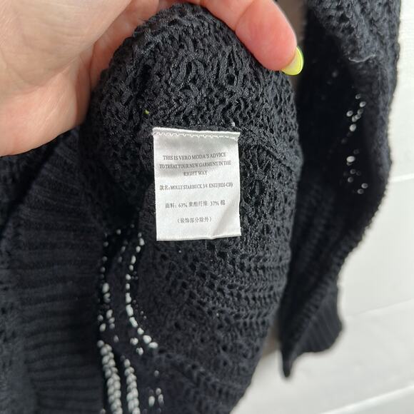 VERO MODA Black Molly Starbuck‎ 3/4 Sleeve Knit Sweater Size Medium - Picture 13 of 13